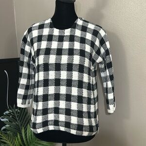 Maje black white buffalo plaid gingham check sweater Women’s size Large